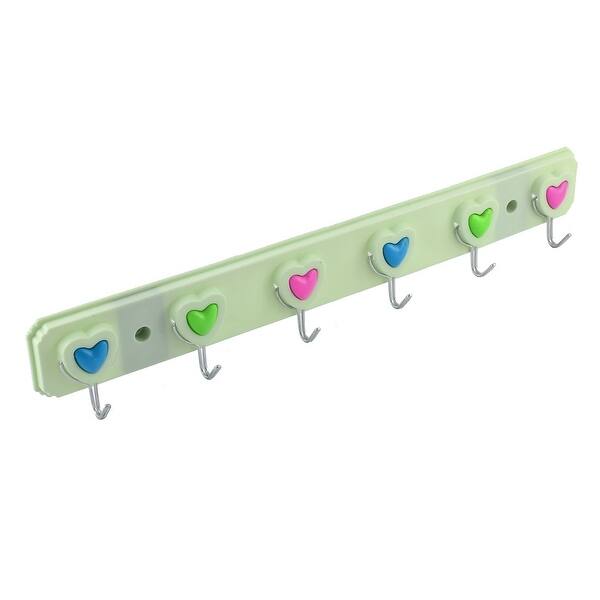 Shop Black Friday Deals On Plastic Bathroom Heart Shaped Self Adhesive Wall Hanger Rack Light Green 6 Hooks Overstock 18337415