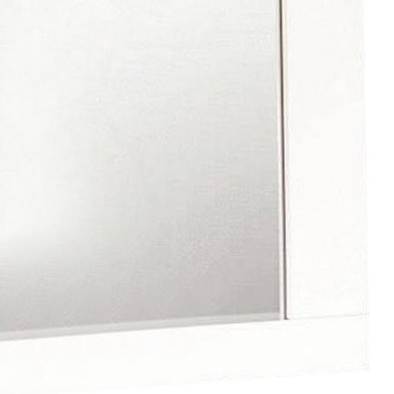 Rectangular Wooden Frame Mirror with Mounting Hardware, White