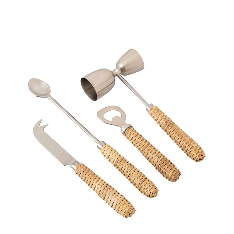 Set of 4 Stainless Steel w/Wood Handle Bar Set