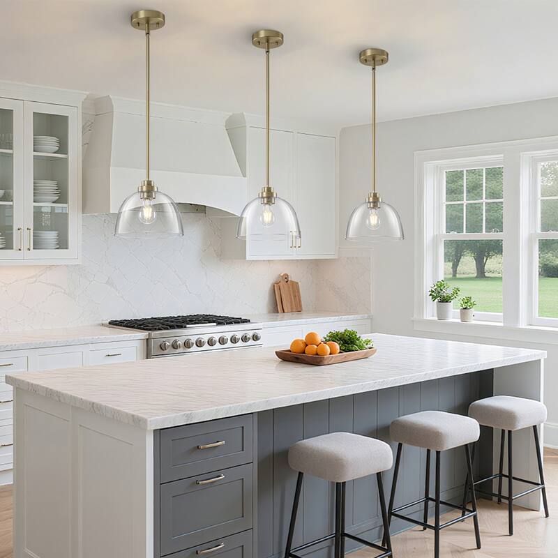 Starsky 1-Light Clear Glass Dome Pendant