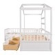 preview thumbnail 8 of 7, Solid Construction L-Shaped Platform Bed Twin Size House Platform Bed with Three Storage Drawers