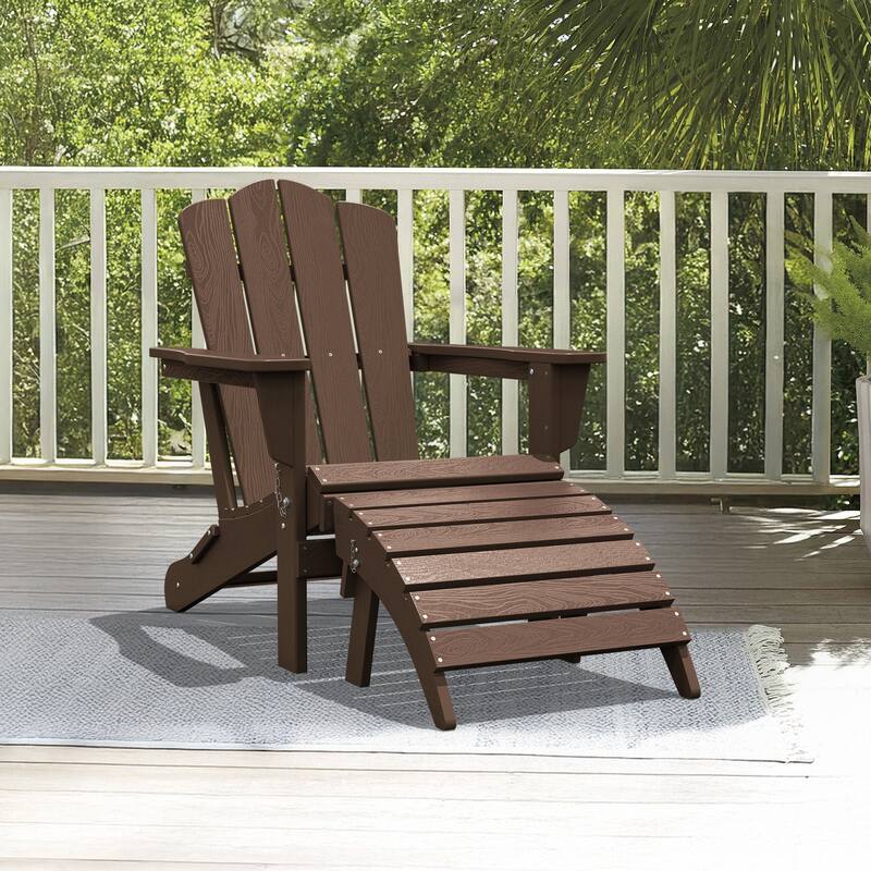 HDPE Folding Adirondack Ottoman, No-Assembly Outdoor Footrest,Fade Resistant Patio Footstool for Adirondack chair