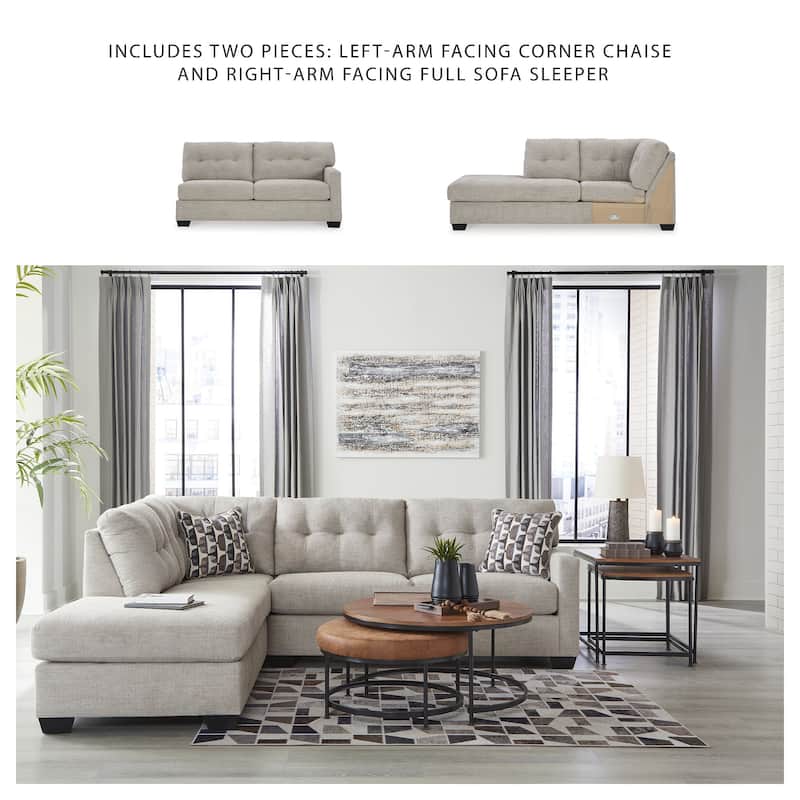 Signature Design by Ashley Mahoney 2-Piece Sleeper Sectional with Chaise - 105"W x 90"D x 37"H