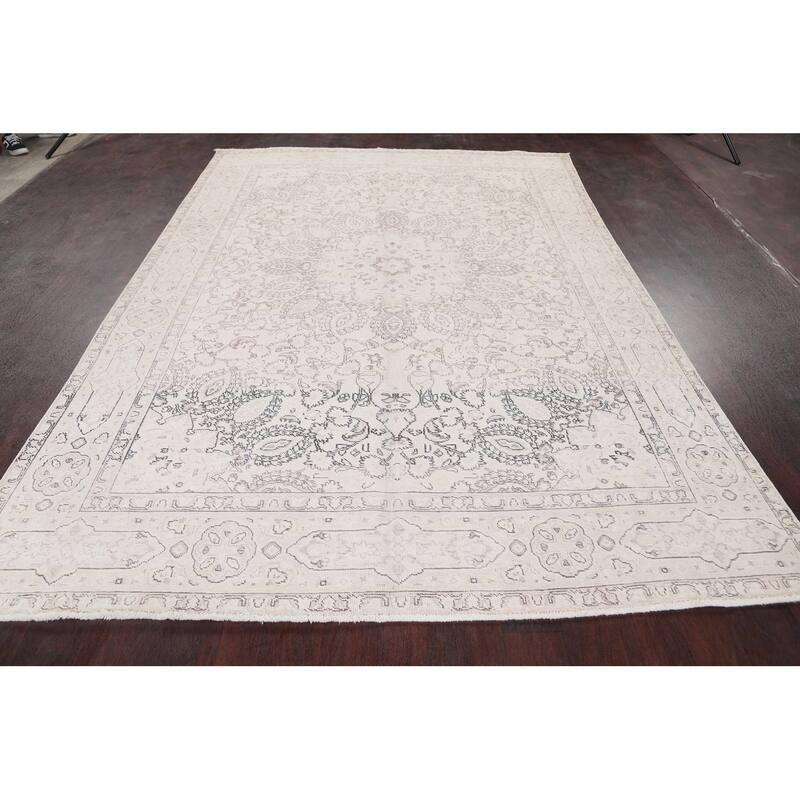 CLEARANCE Distressed Muted Tabriz Persian Wool Area Rug Handmade - 6'9" x 9'10"