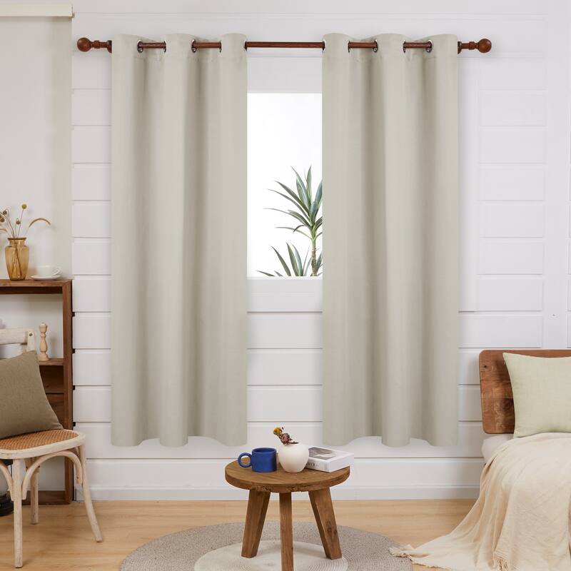 Deconovo Grommet 38 Width Curtain (2 Panel) - 38x72 - Light Beige