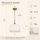 preview thumbnail 6 of 8, Modern Farmhouse 1-Light Ribbed Stretch Fabric Drum Pendant Light for Kitchen Island Bedroom Entryway - 15" D