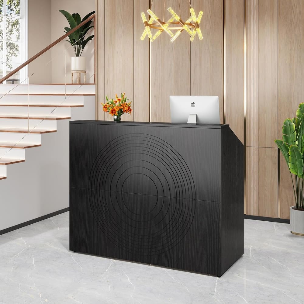 47 inch Reception Desk with Cable Grommet, Modern Front Desk Retail Counter for Checkout, Lobby, Beauty Salon