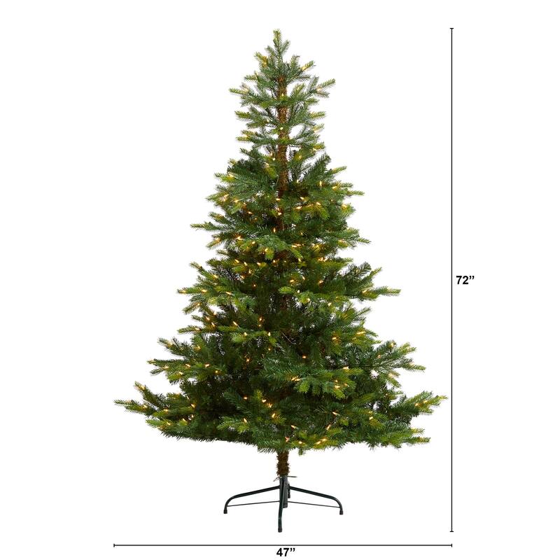 6ft. Spruce Artificial Christmas Tree with 350 Clear Lights & 631 Branches - Classic Seasonal Holiday X-Mas Tree