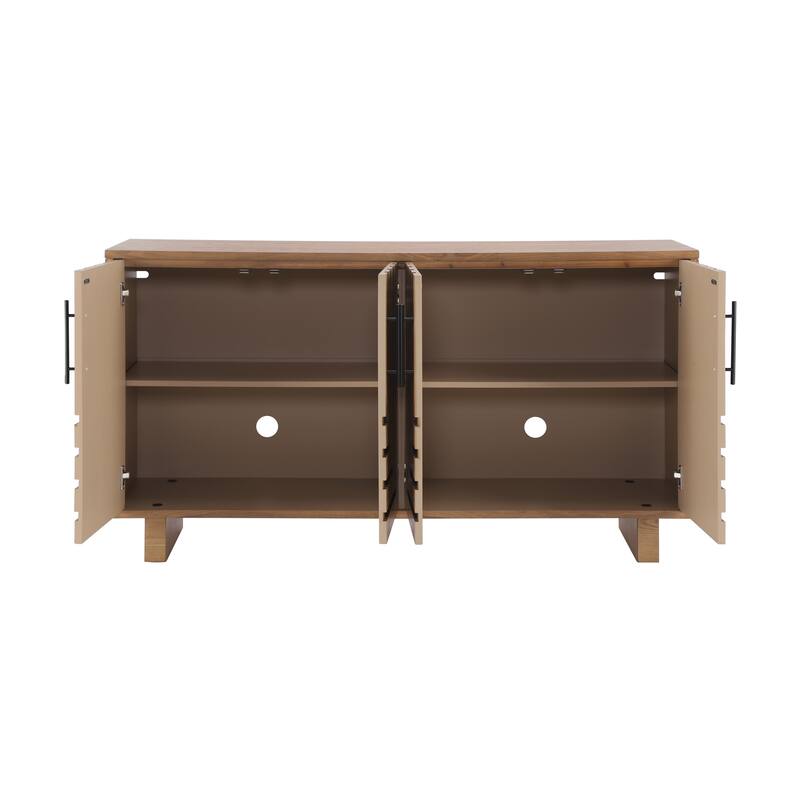 Christopher Knight Home - Lyra 59" Modern Sideboard Storage Cabinet with 4 Doors - Ash Veneer & MDF with Metal Handles