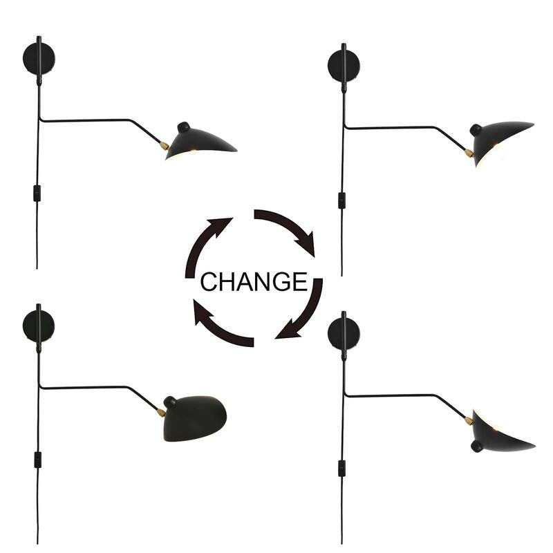 2-Light Plug in Swing Arm Wall Sconce,Plug-in or Hardwired Wall Lamp