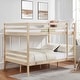 preview thumbnail 1 of 41, Full over Full Wooden Bunk Bed,High Guardrail,Ladder,Kids Teens,Dorm Natural