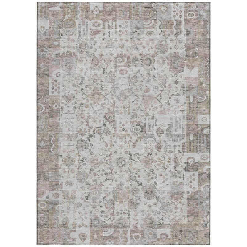 HomeRoots Patchwork Traditional Rectangle Outdoor Rug