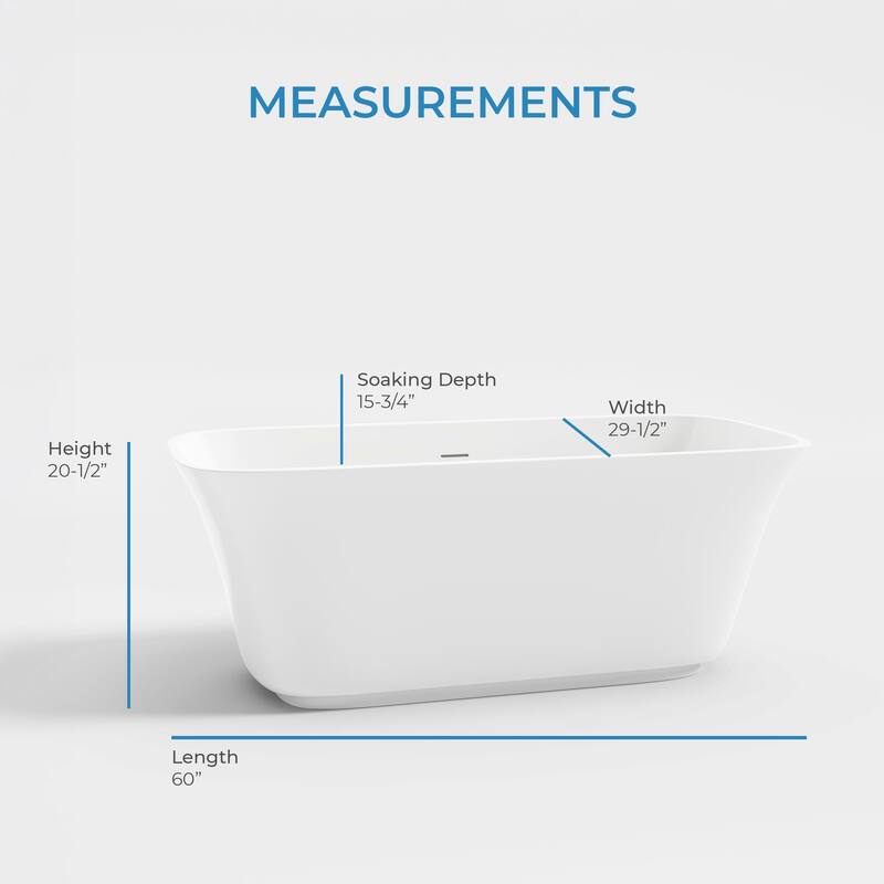 OVE Aveline 60-inch Free-Standing Bathtub in Glossy White