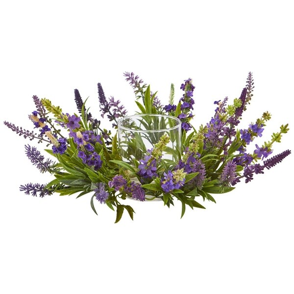 Nearly Natural Holiday Decor Lavender Artificial Arrangement Candelabrum
