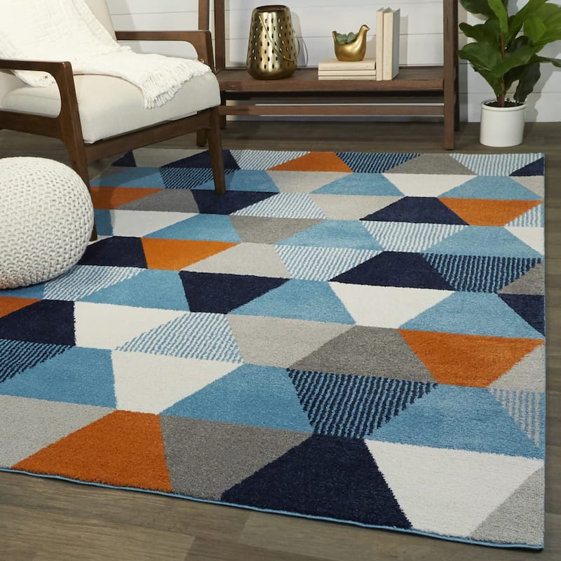 Laszlo Modern Geometric Area Rug - 5'3" x 7' - Blue