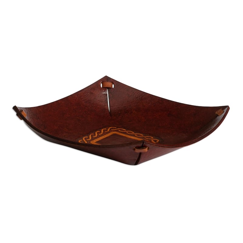 Novica Handmade Celtic Magic Tooled Leather Catchall