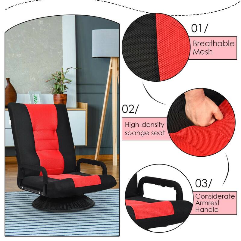 Gymax Gaming Floor Chair Folding Lazy Sofa 6-Position Adjustable - See Details