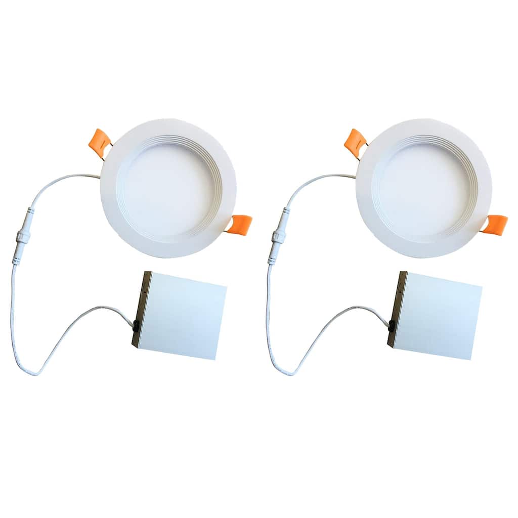 Bulbrite Pack of (2) LED 3" Round Recessed Downlight Fixture with Metal Jbox & Baffle, 50W Equivalent