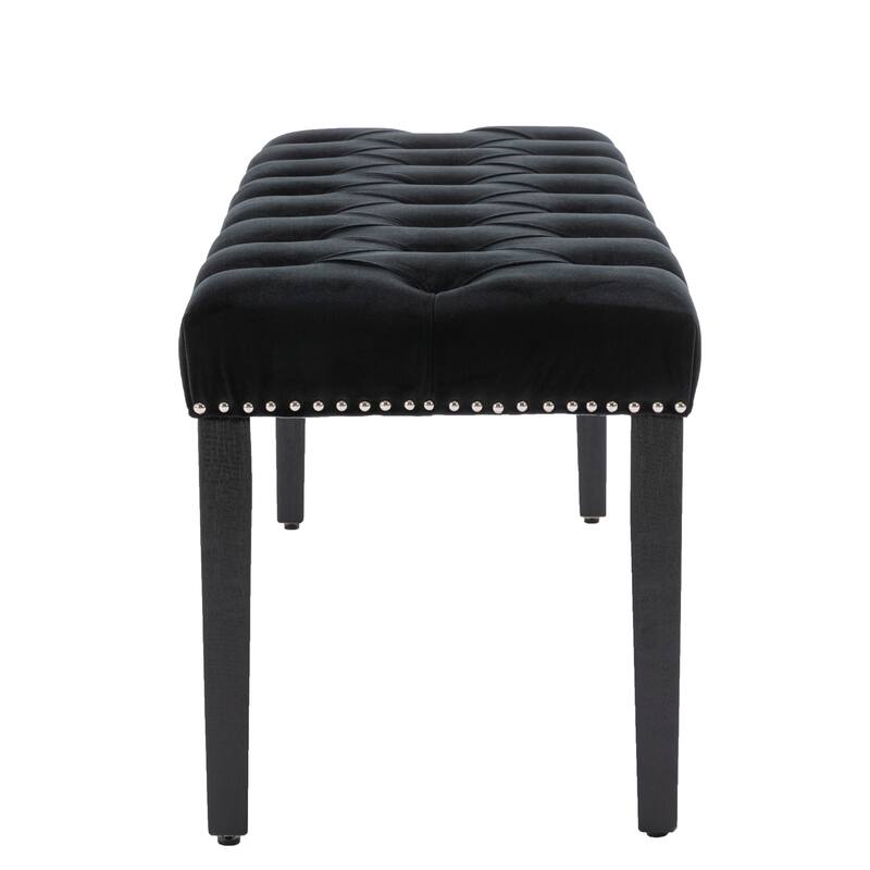 Piano Bench Ottoman Leisure Bench with Wood Legs, Simple Window Bench Black Accent Bench Corridor Bench