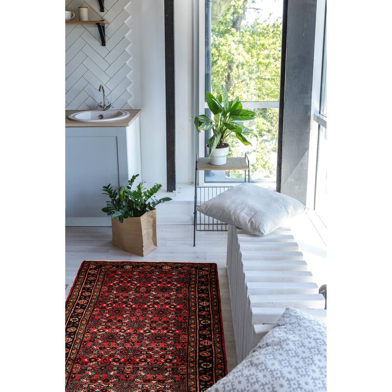 ECARPETGALLERY Hand-knotted Andelz Red Wool Rug - 3'9 x 9'6