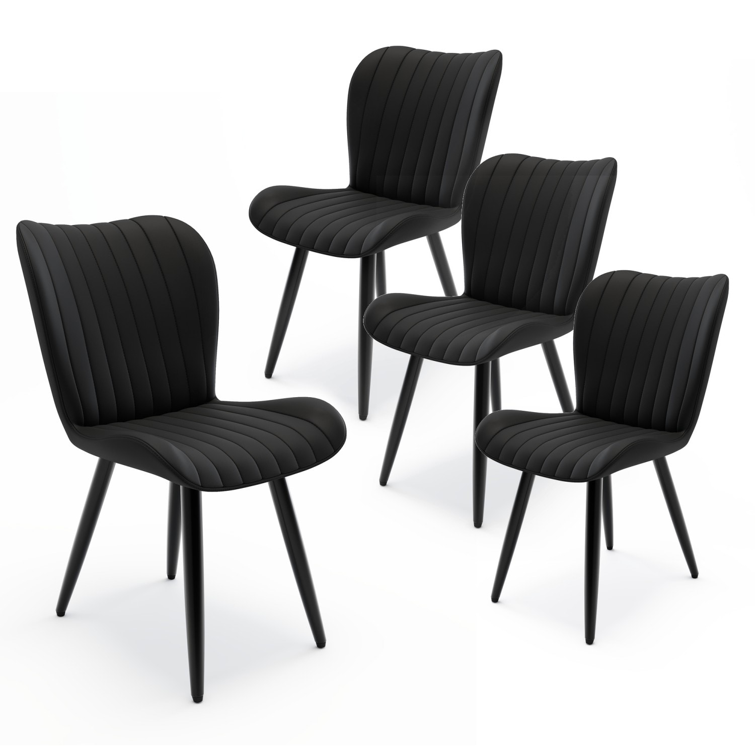 19.7" Modern PU Leather Dining Chairs with Metal Legs, Set of 4