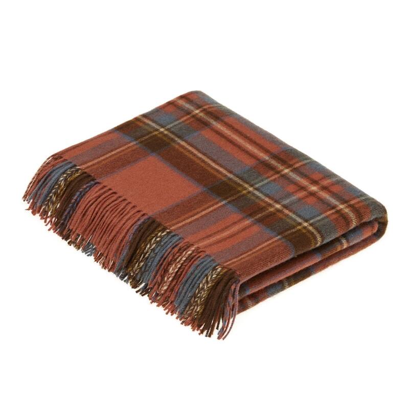Antique Royal Stewart - Merino Lambswool Throw Blanket - Made in UK