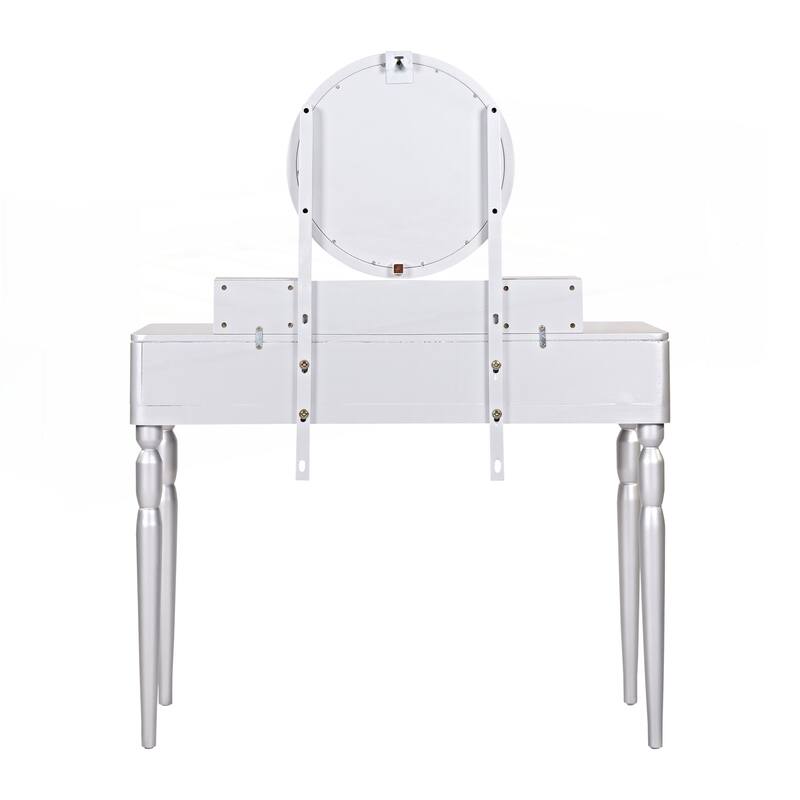 Luxury Vanity Desk with Round Mirror
