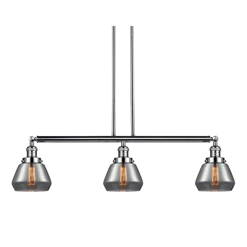 Innovations Lighting Fulton 3 Light 39" Wide Linear Chandelier - Polished Nickel / Plated Smoked