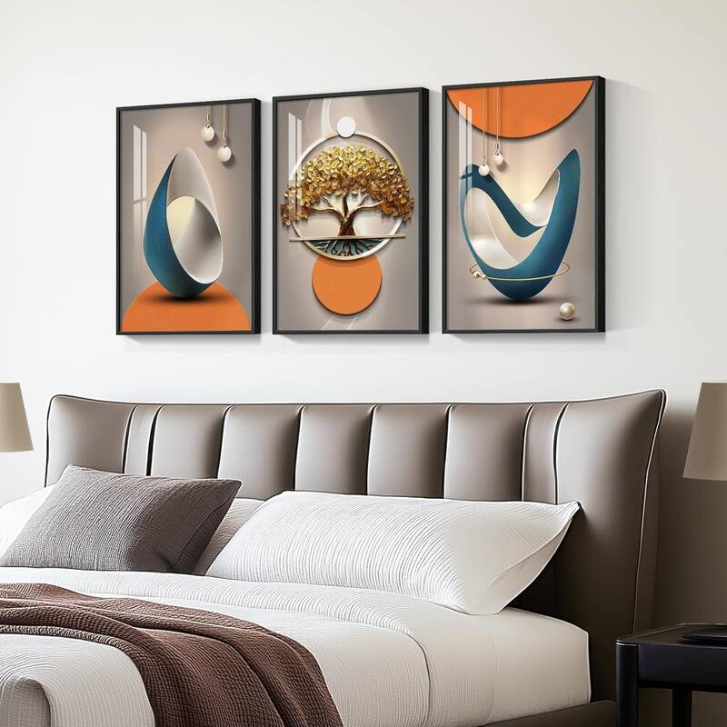 Bright Style Paintings Artwork, Set of 3 Piece Contemporary Luxury