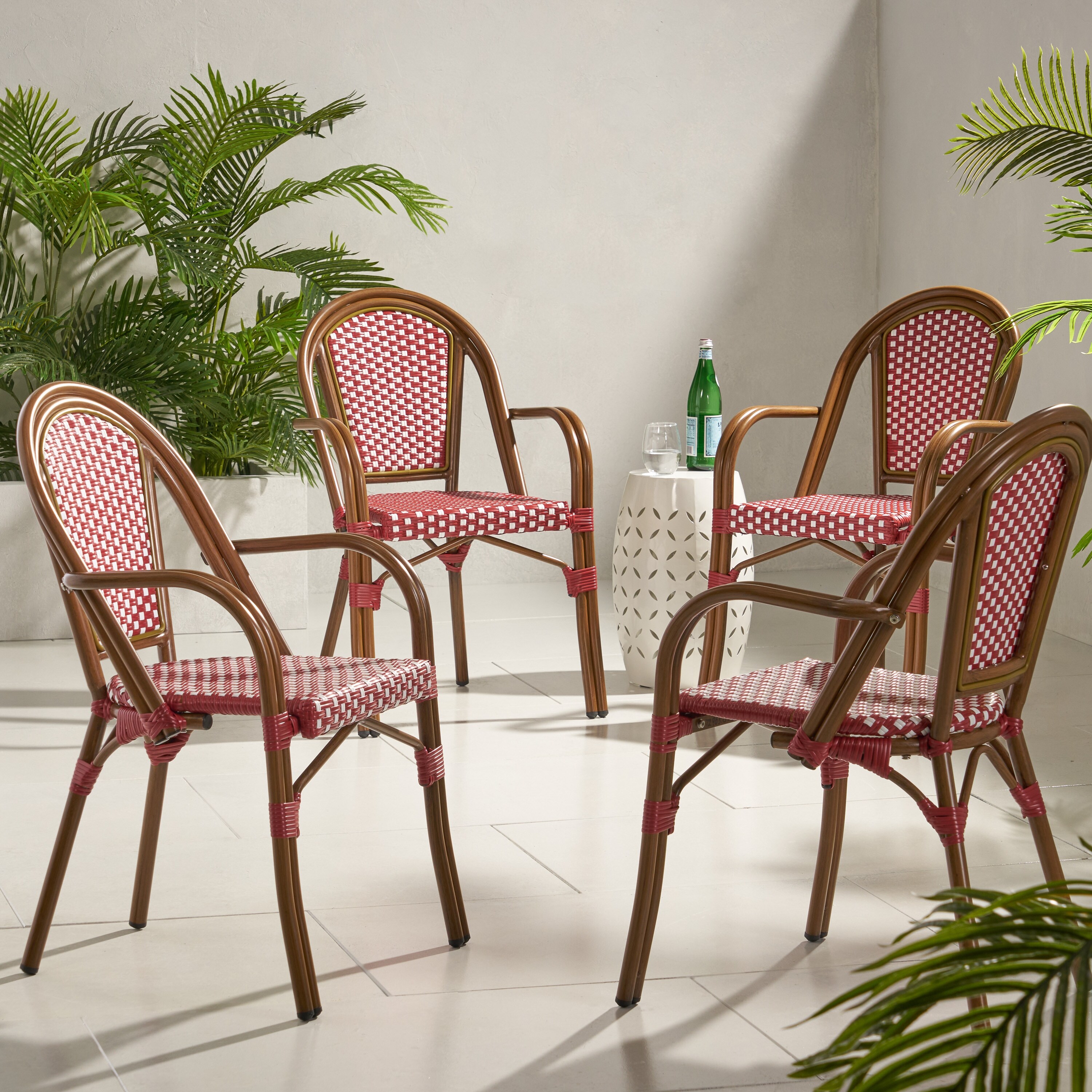 Brianna Outdoor Outdoor Bistro Chairs Set of 4 by Christopher