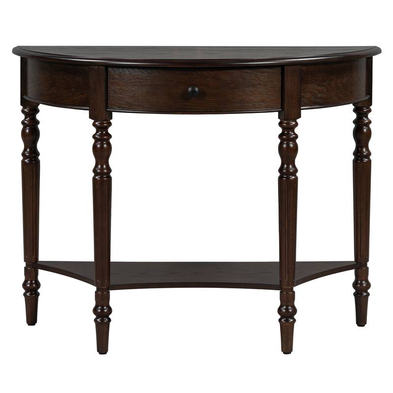 Half-Moon Farmhouse Console Table with Drawer & Shelf by Harper&Bright Designs