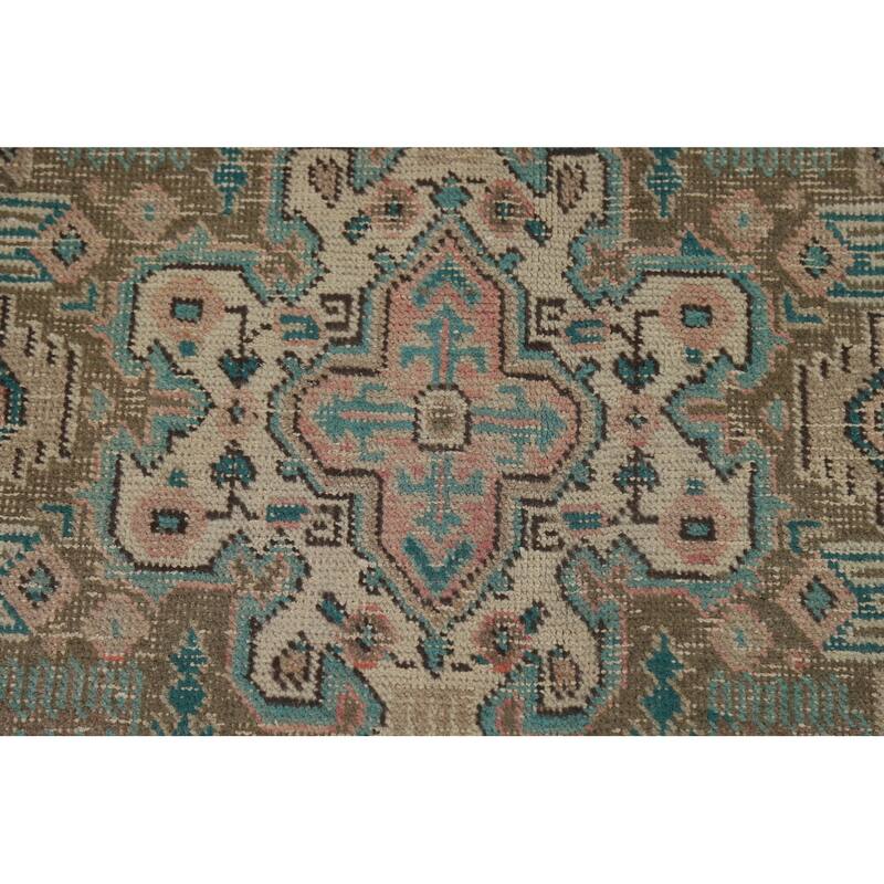 Pink Geometric Tabriz Persian Area Rug Hand-Knotted Wool Carpet - 6'7" x 9'3"
