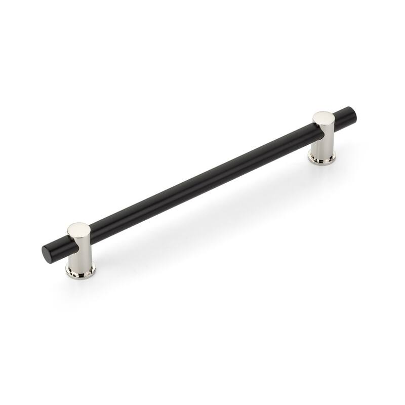 Schaub and Company Fonce 8" Center to Center Modern Euro Bar Style - Matte Black / Polished Nickel
