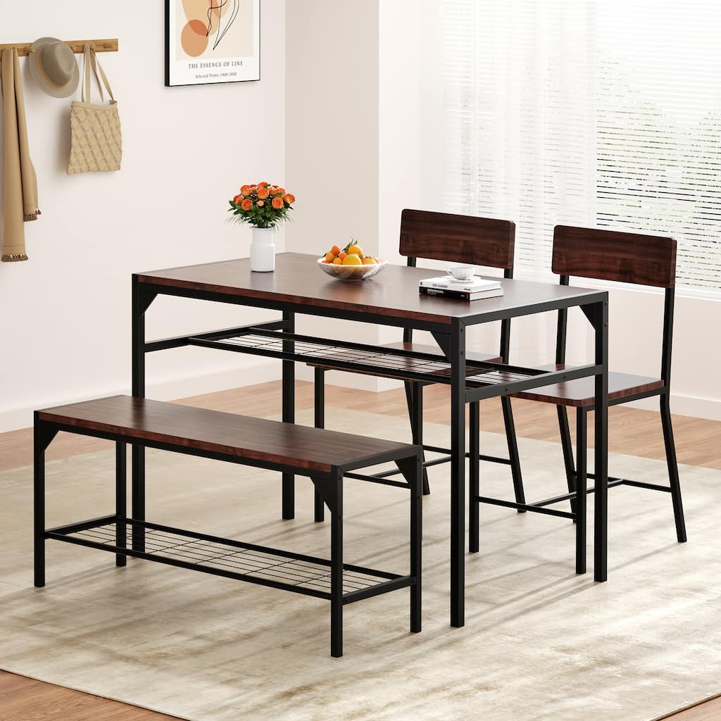 Futzca 4-Piece Dining Set with Bench & Chairs