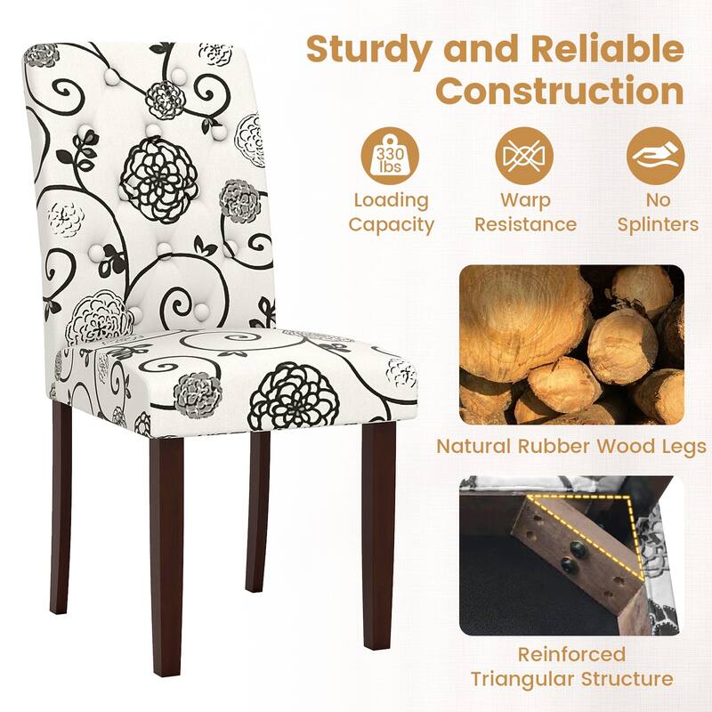 Gymax Wooden Dining Chair Set of 2 w/Rubber Wood Legs Padded Seat S