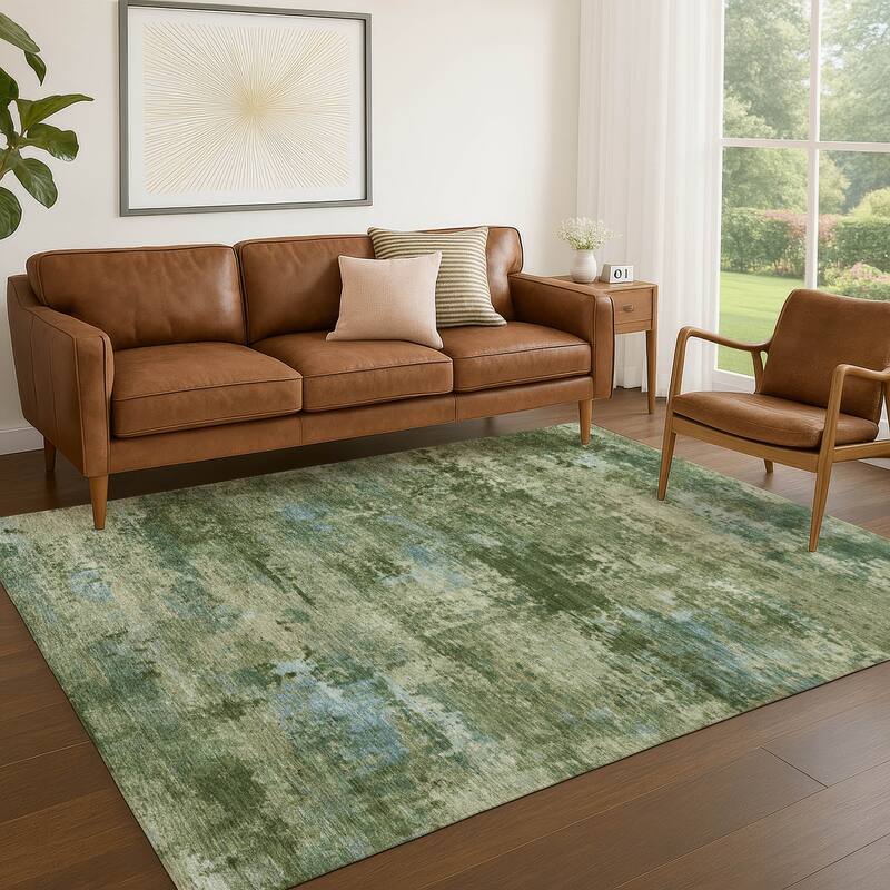 Machine Washable Indoor/ Outdoor Modern Solid Chantille Rug