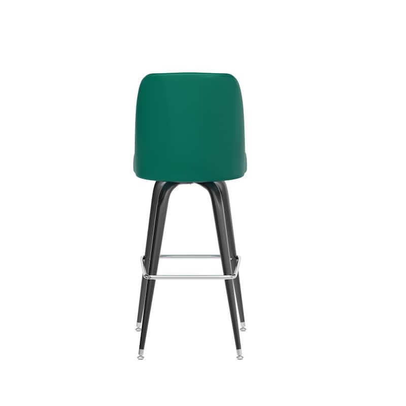 2 Pack Metal Barstool with Swivel Vinyl Upholstered Bucket Seat and Footrest - 18.5"D x 18.5"W x 42.5"H