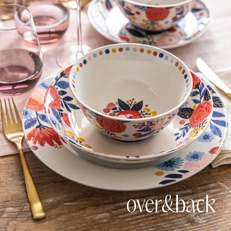 over&back x Jess Phoenix Stoneware Dinner Plates, Set of 4