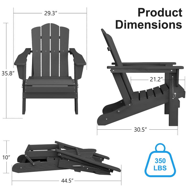Plastic Folding Outdoor Patio Adirondack Chair With Slat Seat