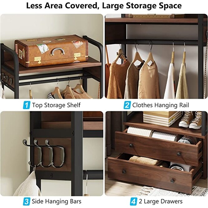 Industrial Small Clothes rack with shelves,freestanding closet  organizer,27'' W X69'' H - On Sale - Bed Bath & Beyond - 34132465
