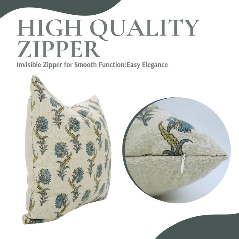 Fabdivine Handmade Boho Pure Linen Block Print Throw Home Décor Pillow Cover