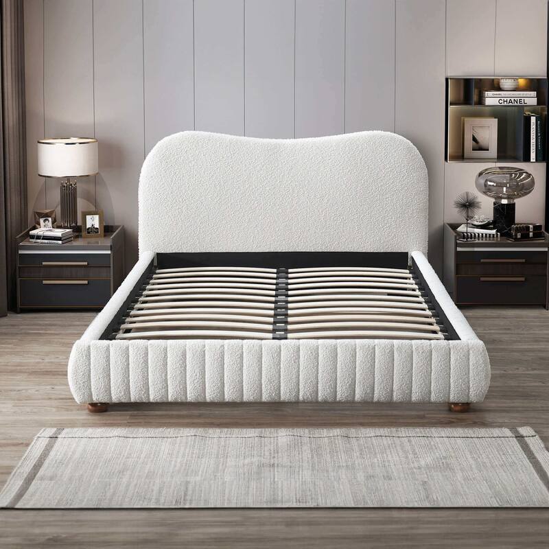 Norme Boucle Upholstered Low Profile Platform Bed