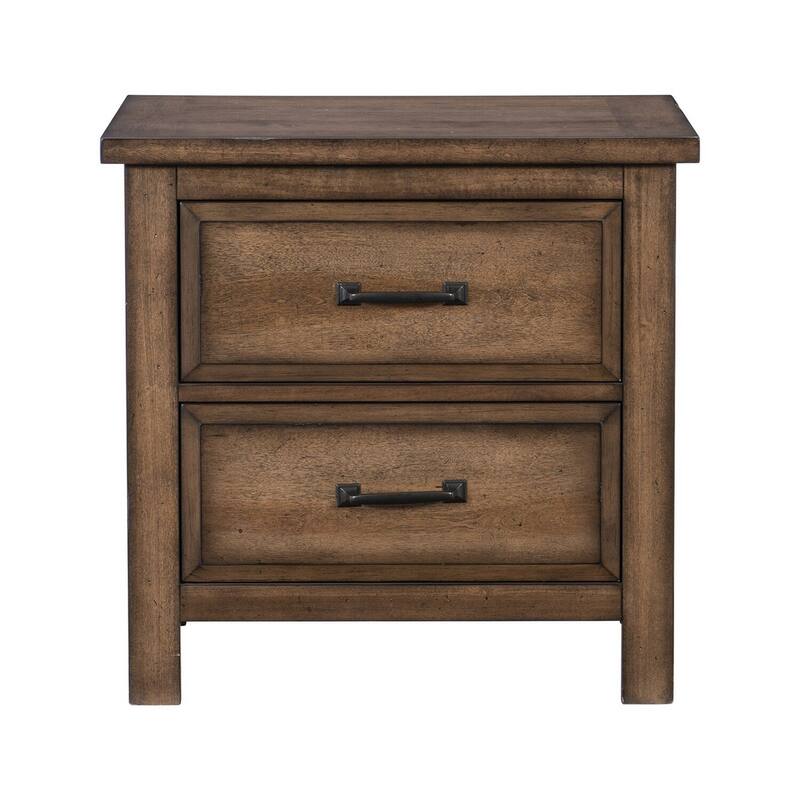 Brown/Black 2 Drawer 17 in. W Nightstand with Sturdy Hardware and Ample Storage