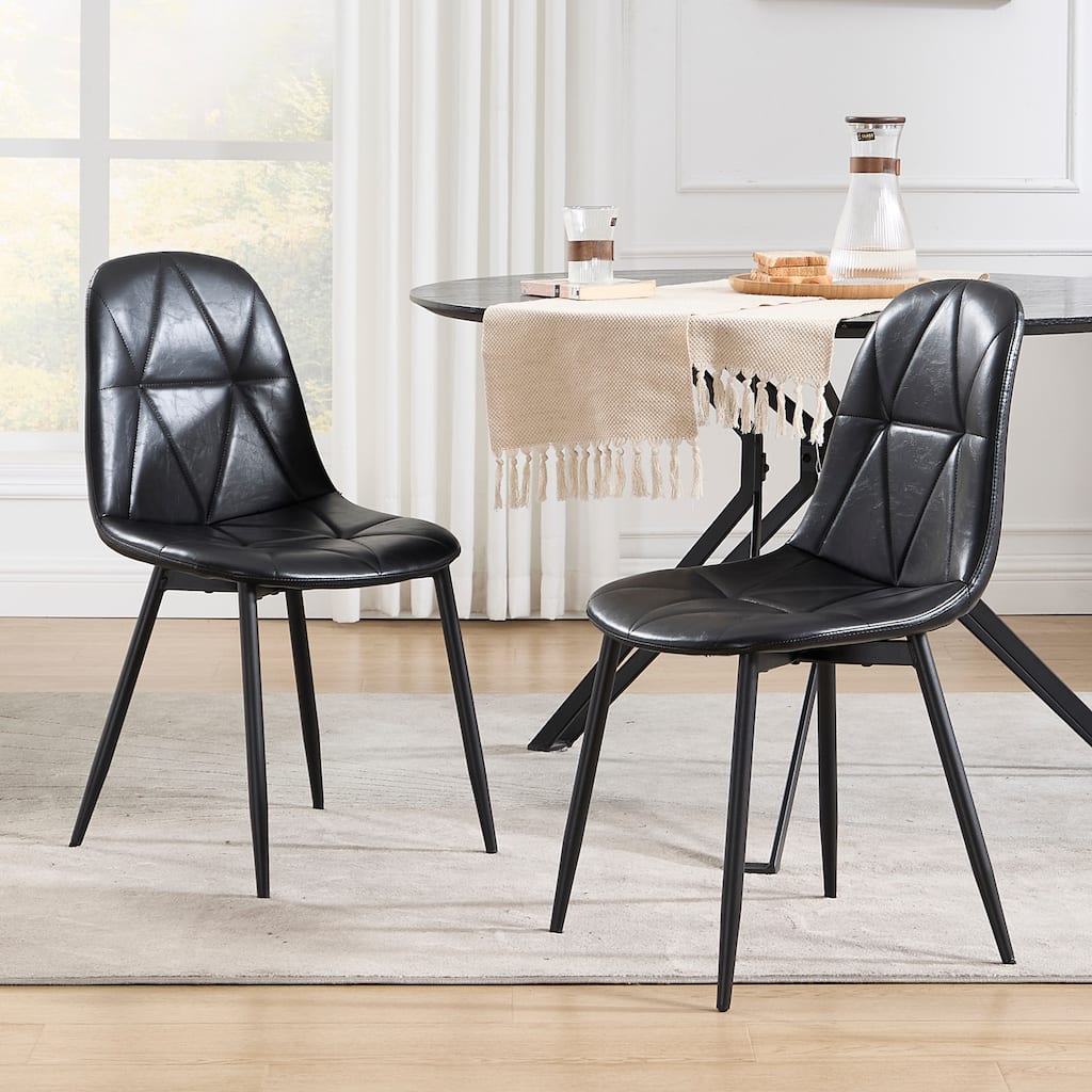 2 Piece Kitchen Dining Chairs with Upholstered Cushions, Metal Legs, High Backrest for Dining Room Kitchen Living Room Bedroom
