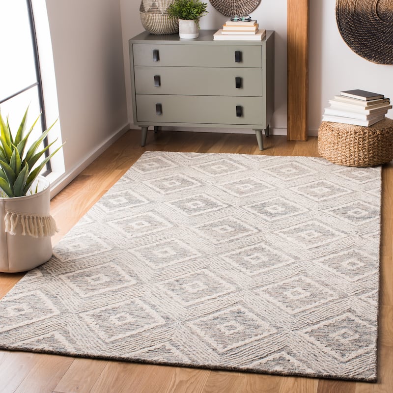 SAFAVIEH Handmade Abstract Gerlanda Modern Wool Rug - 8' x 10' - Ivory/Denim