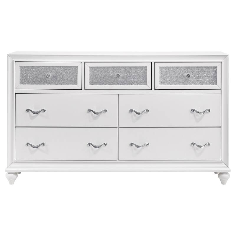 Barzini Upholstered Bedroom Set White with Wingback Headboard