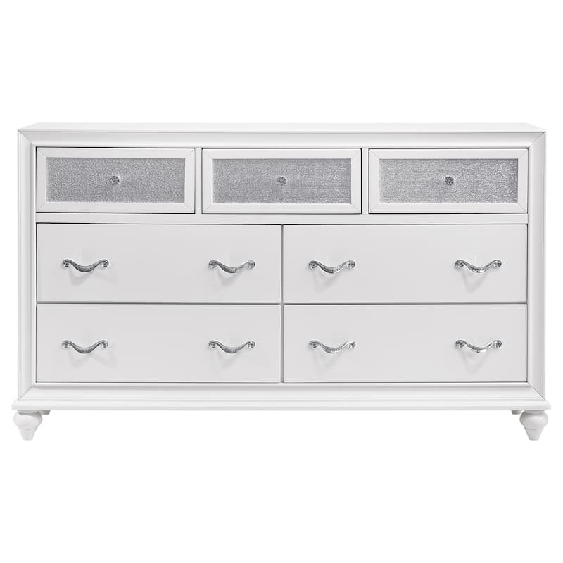 Barzini Upholstered Bedroom Set White with Wingback Headboard