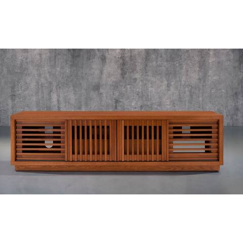 Furnitech 82-inch Contemporary Rustic Honey Oak TV Stand Media Console
