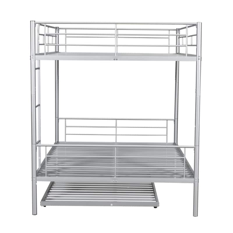 Full Metal Bunk Bed with Shelf and Guardrails, Black - N/A