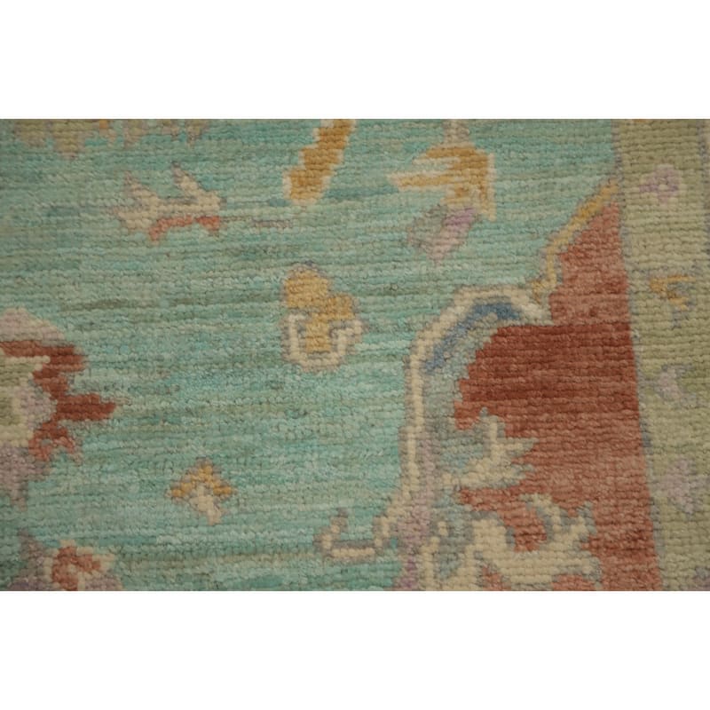 Hand Knotted Oriental 100% Wool Carpet Transitional Floral Navy Blue & Blues Oushak Area Rug - 7' 11'' X 5' 1''